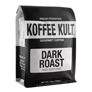 Koffee Kult Dark Roast Coffee Blend Whole Bean & Ground 12oz 32oz 80oz Arabica Beans with Chocolate Cinnamon Flavor Notes Gourmet - Artisan Roasted Beans