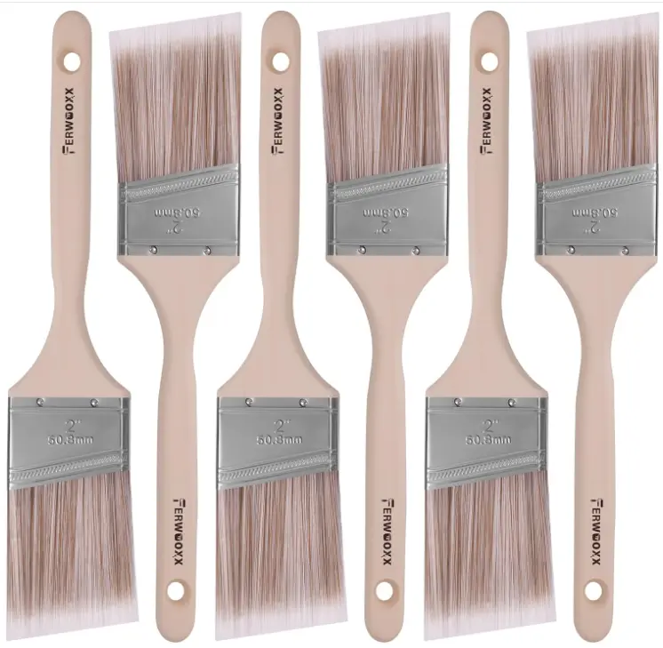 Paint Brush, 2IN Stain Brushes for Painting Walls House Touch-Ups,Furnitures and Fence Staining, Wooden Handle Masonry Paintbrush(6 Packs)