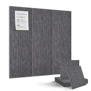 GAOMON 9 Pack Acoustic Felt Bulletin Boards, 11.8×11.8" Soundproof Wall Tiles with Self-Adhesive, Modular Pin Boards for Office, Home & Classroom Decor,Deep Grey