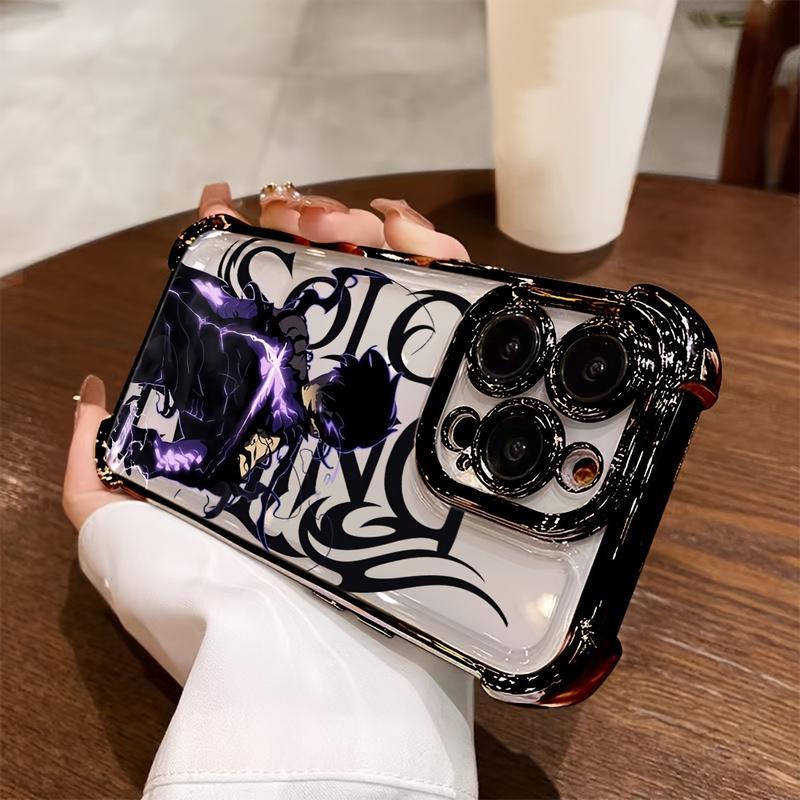 Solo Leveling Anime-Themed Protective Phone Case Compatible with iPhone 17/16/15/14/13/12/11 Pro Max/Plus, Featuring a Transparent Soft Back Design to Prevent Damage.