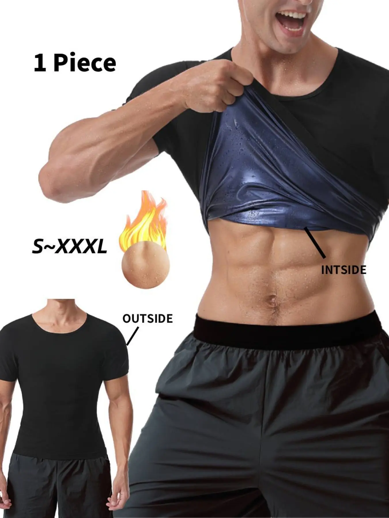 Men's Summer Outfits , S-Xxxl, Short Sleeve, Waist Trainer, Sweat-Wicking, Fitness Apparel, Gym Wear, Workout Tops, Casual Style, Plain Design, Workout Gym Tops, Gymswear, Fitness Gym Clothes, Gym Clothing