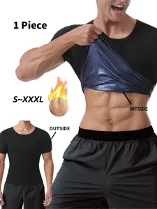 Men's Summer Outfits , S-Xxxl, Short Sleeve, Waist Trainer, Sweat-Wicking, Fitness Apparel, Workout Tops, Casual Style, Plain Design