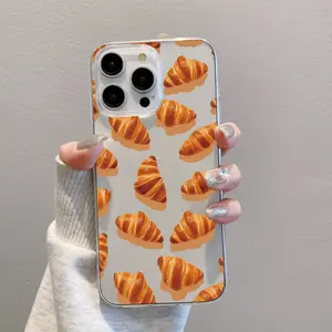 1PC bread pattern, durable classic transparent large hole phone case, shockproof and drop-resistant |   TPU |   Suitable for iPhone 16/15/14/13/12/11/XS/XR/X/7/8/Plus/Pro/Pro Max series, a beautiful gift for both men and women