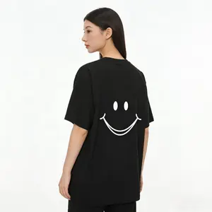Women's Smile Face Graphic Tee | Oversized Short Sleeve T-Shirt