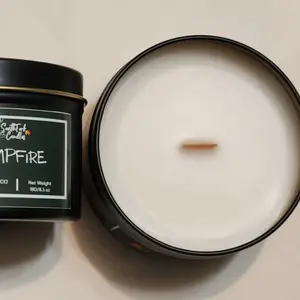 Campfire Scented Candle - 4oz-8oz tin Candle for Fresh Aroma and Decor