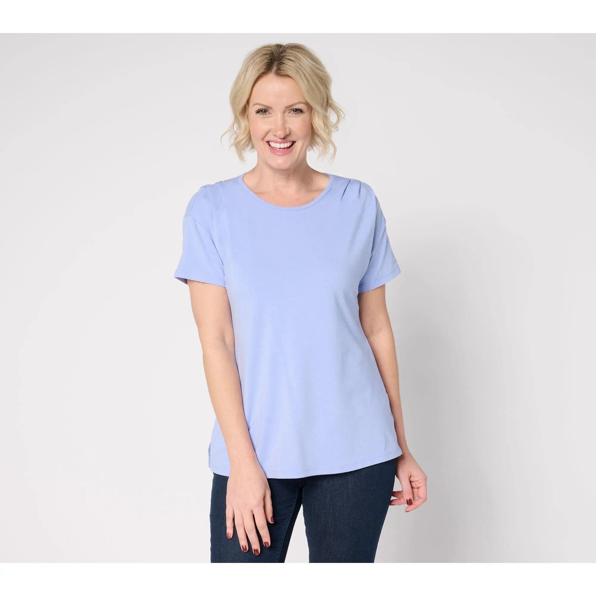 BEAUTIFUL by Lawrence Zarian Pleated Shoulder Top