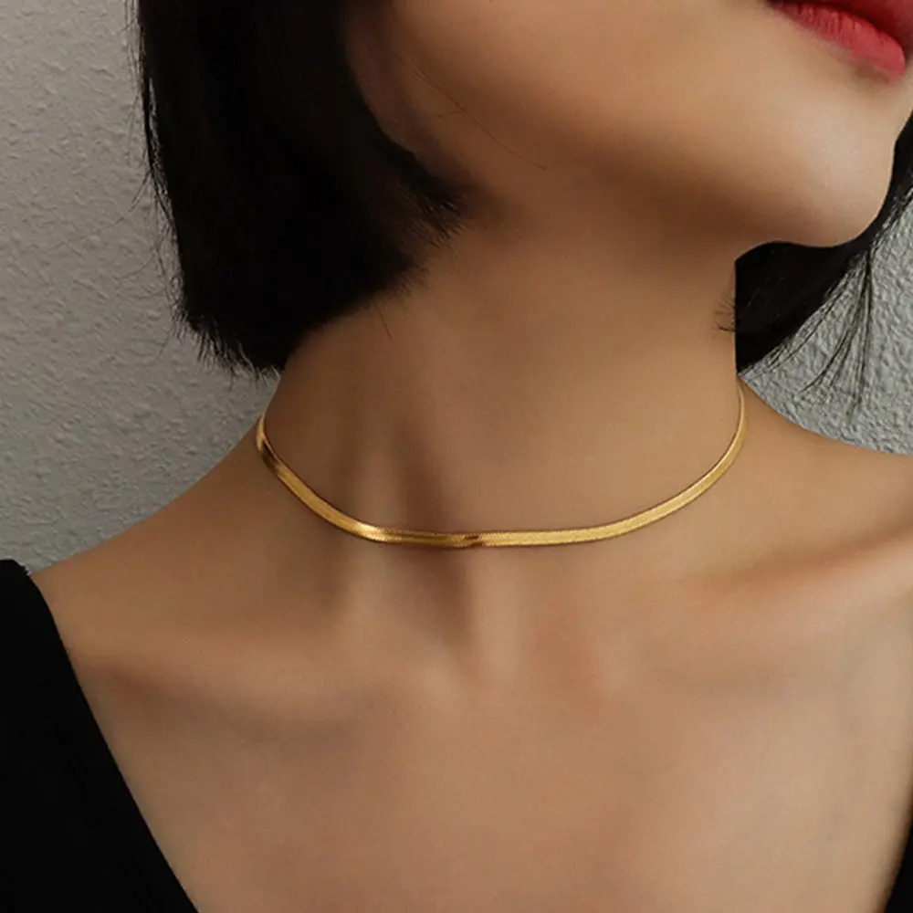 Choker Herringbone Necklace - 3mm