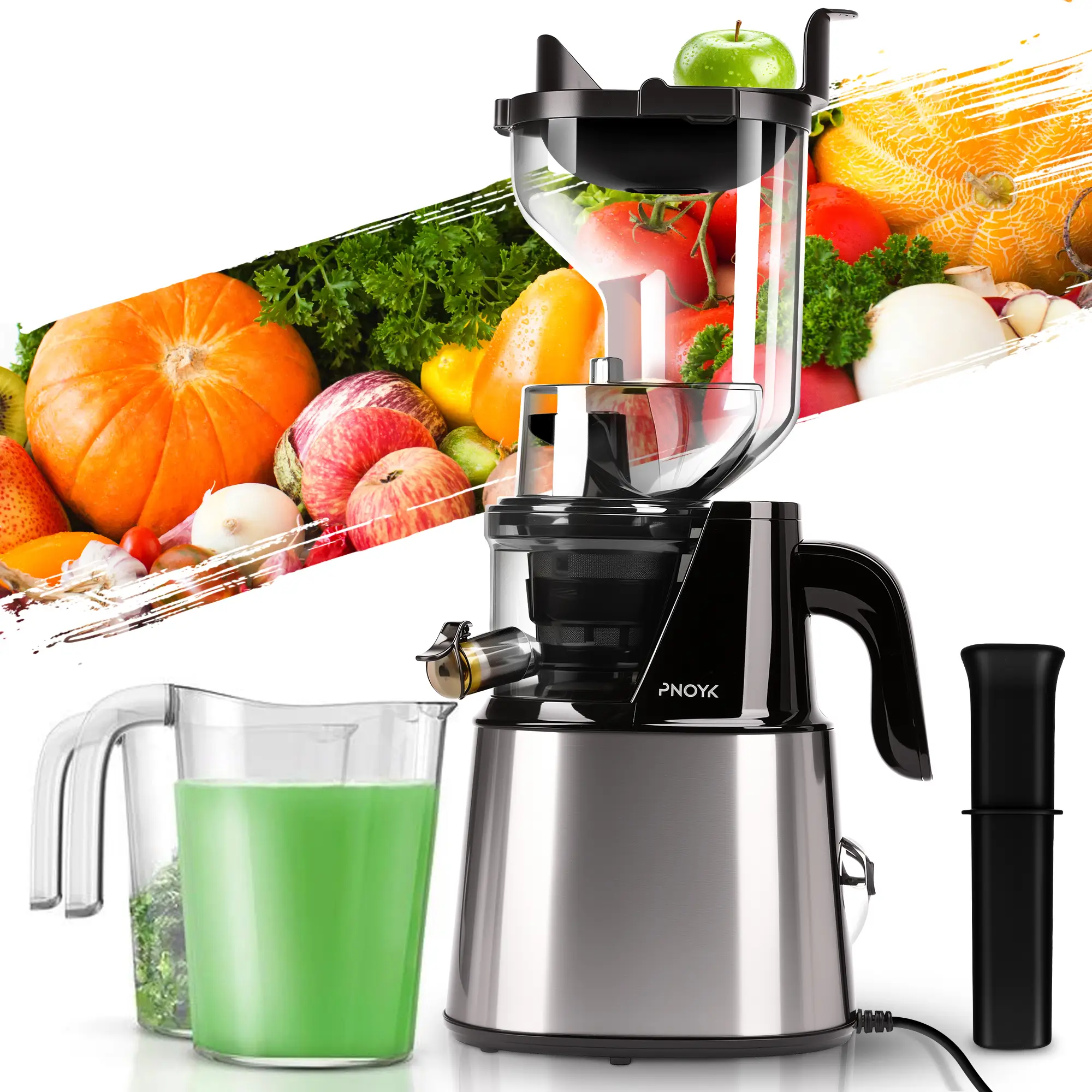 Cold Press Juicer Machines, Kitchen in the Box Slow Masticating Juicers Machine, 5.4inch Large Wide Feed Chute Fit Whole Fruits & Vegetables, BPA Free
