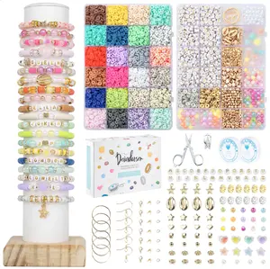 Friendship Bracelet Making Kit with 24 Summer Colors, 7200Pcs 2 Boxes Jewelry Making Kit for Adults, Gold Letter & Pattern Beads, DIY Art and Craft for Girls