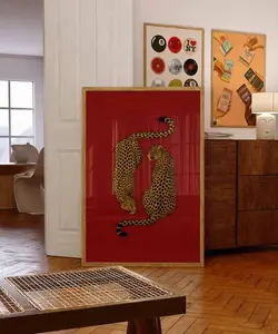 [UNFRAMED POSTER] Leopard Wall Art – Vintage Cheetah Poster, Retro Y2K Aesthetic Wall Art, Maximalist Animal Print Decor, Bold Dopamine Decor, Retro Leopard Poster