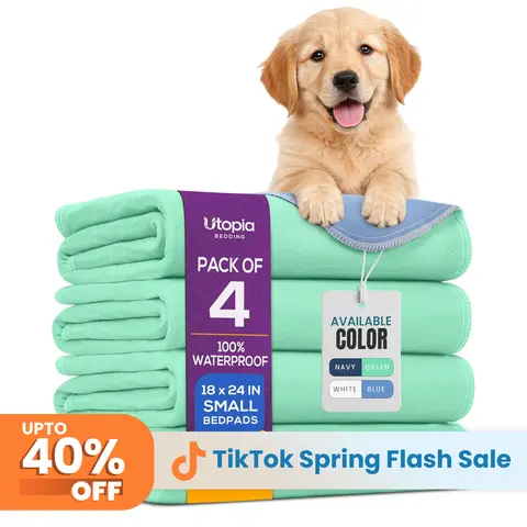 Utopia Bedding 34x52 in Set of 4 Reusable Washable Waterproof Cloth Dog Pee Pads - Soft Surface, Durable Repeated Use, Incontinence Solution for Pet Training, Kids Bed Pads