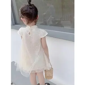 NewGirls' Clothing New Chinese Style Cheongsam Mesh Dress Summer Clothing Cheongsam Dress Princess Dress Loose Girl Dress, Simple and Generous Fashion Classic Casual Versatile, Outdoor Activities, as Gifts, Daily Parties