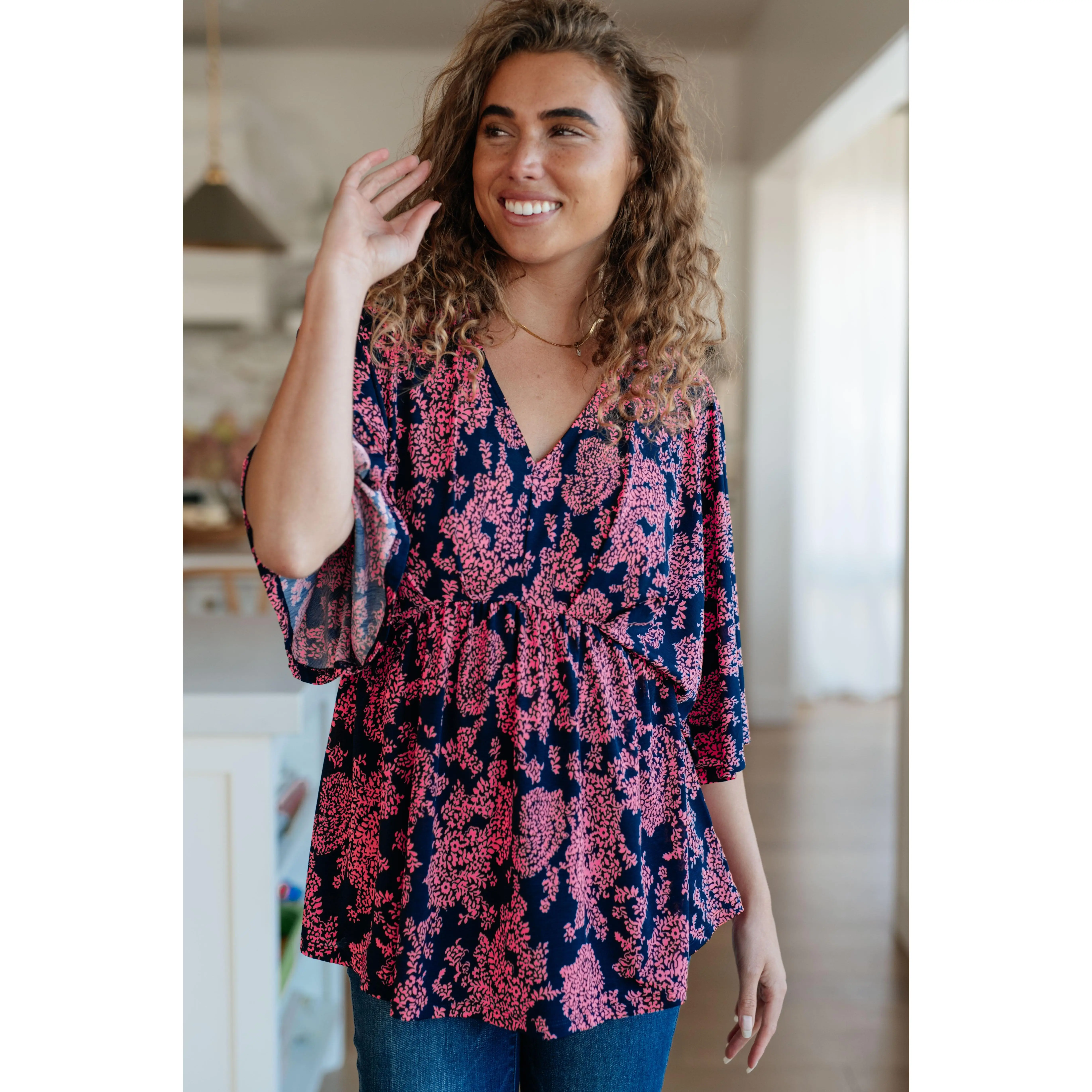 Dearest Dreamer Peplum Top in Pink Paisley