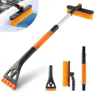 32" Snow Brush and Ice Scrapers for Car Windshield, Extendable Car Snow Accessories with Foam Grip, Brush Supports 360 Degree Rotation, Car Winter Removal Tool for Cars, Trucks, SUVs