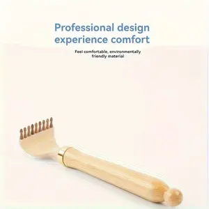 Stretchable Copper Ring Wooden Scratching Tool, Home Use Scratch-Itching Device, Stainless Steel Back Scratcher, Self-Scratch Helper, Handle