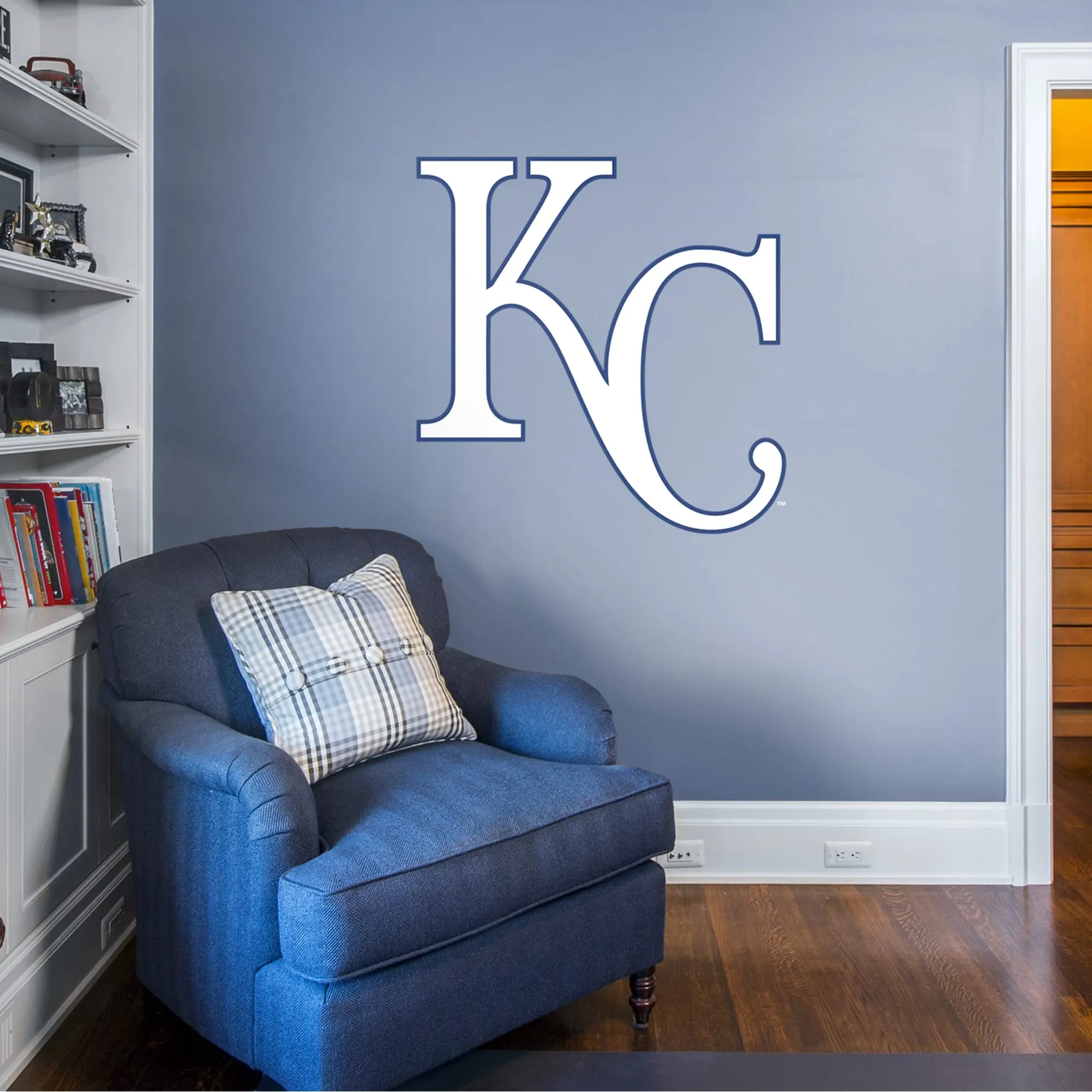 Official MLB Kansas City Royals RealBig Alternate Logo Collection Vinyl Wall Stickers - Reusable Precision Die-Cut Decoration Items, Vibrant Colors, Easy-Remove Peel and Stick Wall Decor