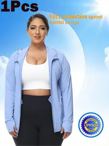 Summer Women's Upf50+ Ice Silk Sun Protection Jacket, Loose Fit Hooded Breathable UV Blocking, Running Yoga Outdoor Cycling Sport Coat