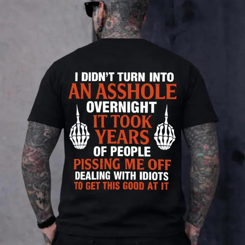 Warning: built by years of being pissed off Funny T- shirt