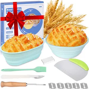 Sourdough Bread Baking Supplies, Bread Proofing Basket, Bread Basket Making Supplies Tool, 9" Bread Proofing Basket, Non-Stick Bread Making Tools, Proofing Bowls, Gift For Mother Or Wife, Green