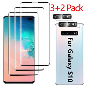 3 Pack Glass Screen Protector for Samsung Galaxy S10 [6.1 inch] + 2 Pack Camera Lens Protector, 9H Tempered Glass, Fingerprint Unlock, HD Clear Case Friendly Anti-Scratch