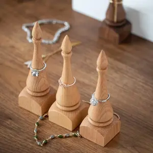Wooden antique jewelry rack solid wood conical ring holder necklace display display rack bracelet jewelry storage rack