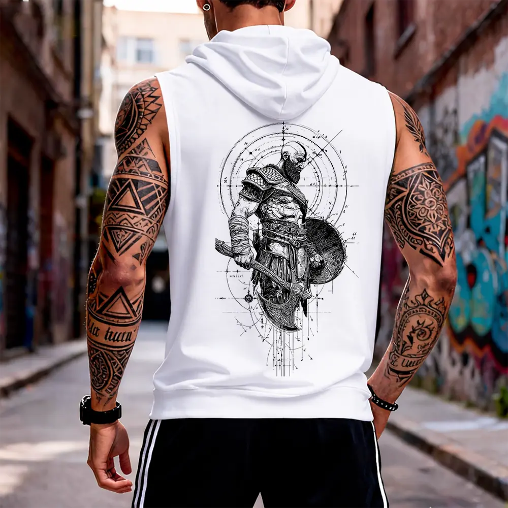 Men's Classic Cotton Sleeveless Hooded Vest, Casual Breathable 90s-Inspired Streetwear, Perfect for Vacation Outfits