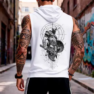 Men's Classic Cotton Sleeveless Hooded Vest, Casual Breathable 90s-Inspired Streetwear, Perfect for Vacation Outfits