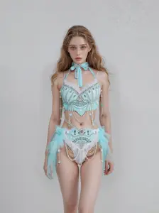 Jasmine 2-Pieces Party Goddess Set - Halter Neck Top & Bottom with Tulle Skirt, Costumes for Women