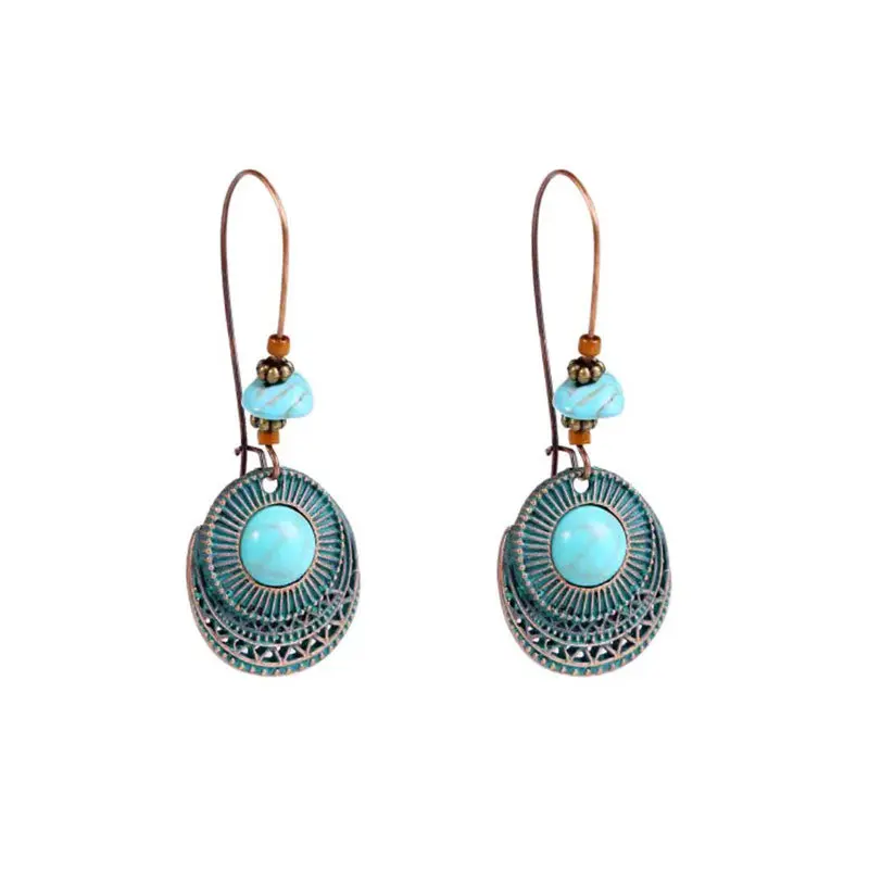 S3575 Round Turquoise Earrings