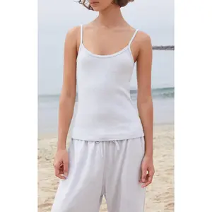 John Galt Women's Light Blue & White Striped Skylar Tank Top