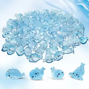 120PCS Luminous Glow-in-Dark Resin Animal Seals, Decorative Magical Mini Resin Animal Ornaments for Dollhouse, Desk Decor