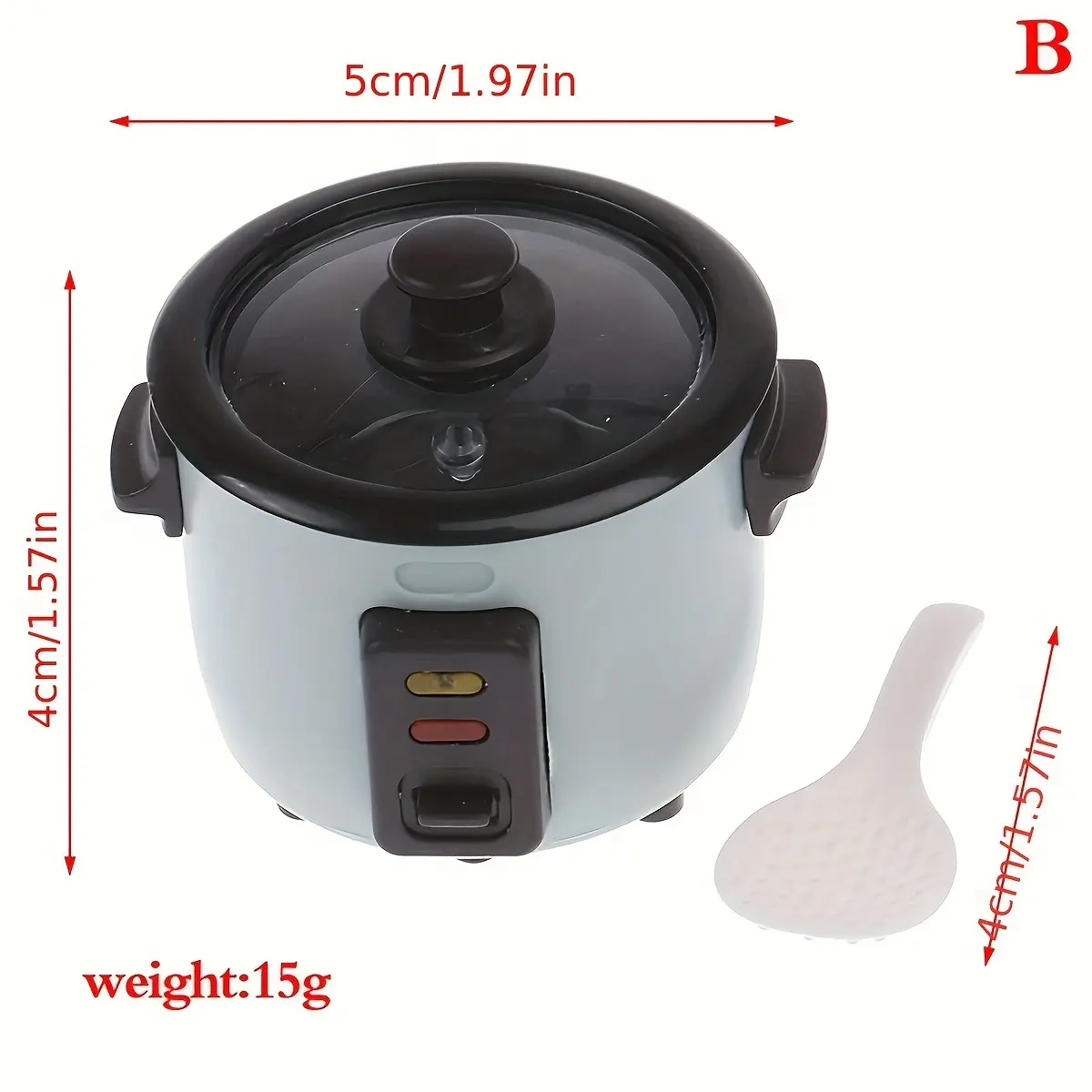 Unisex Kids Compact Light Blue-White Miniature Non-Powered Electric Rice Cooker Toy Accessory, Realistic Look Play Kitchen Set Decor for Non-Powered Pretend Play