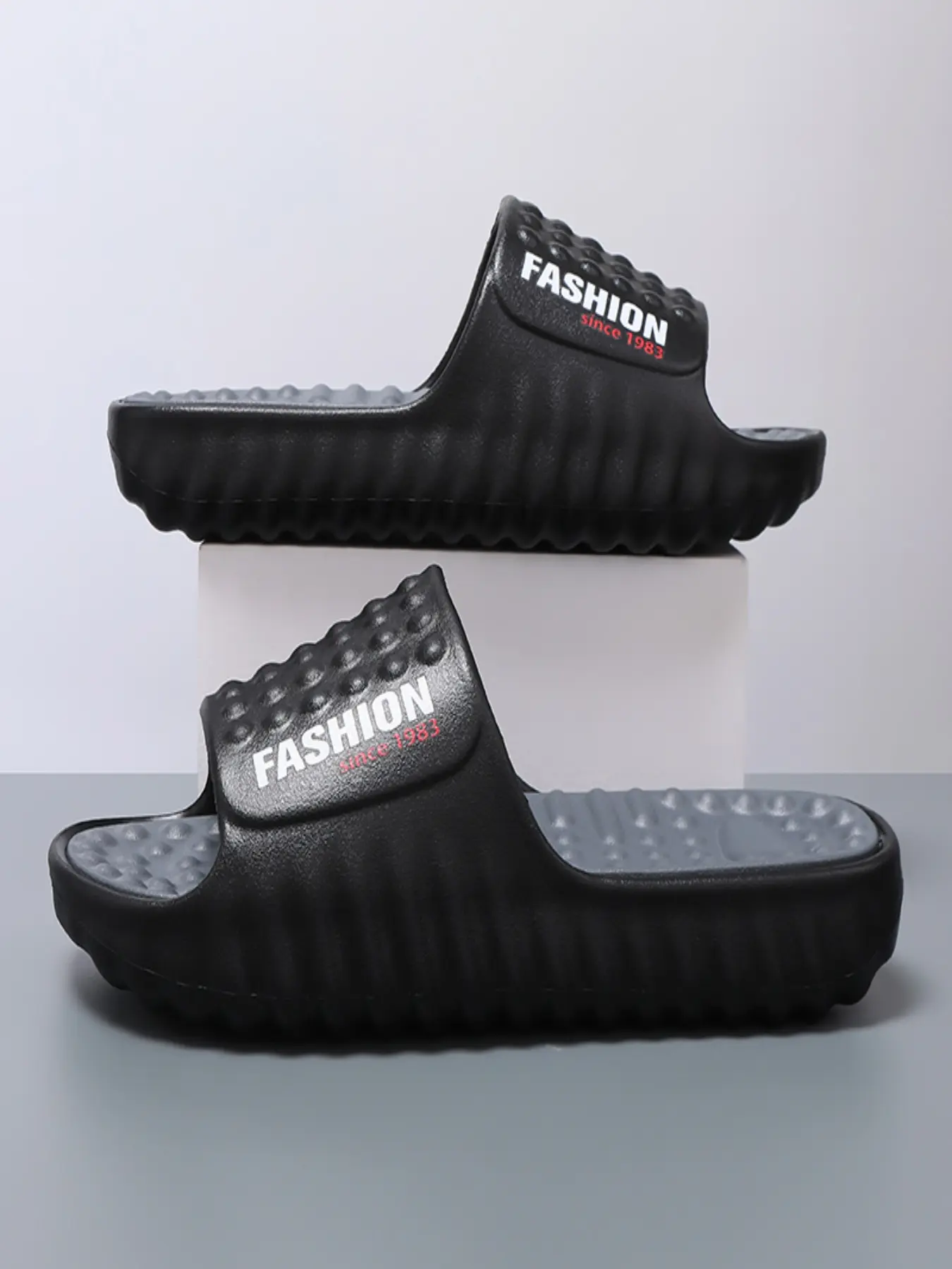 Men's Comfy Thick Sole Beach Slides | Breathable EVA Non-Slip Indoor Outdoor Slippers