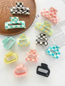 Checkerboard Pattern Hair Claws, Synthetic Claw Clip Ponytail, Casual Versatile Hair Accessories for Women, Minimalist Headwear Suitable for Thick Hair, Fashion Hair Accessories for Party, Daily Clothing Decor