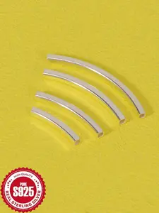 10pcs Bag Pure Silver Color 925 Four-Sided Bend Tube, Bracelet Anklet Necklace Spacer Tube, Jewelry Making DIY Accessories Kit
