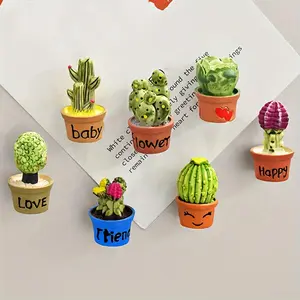 Cactus-Shaped Magnetic Stickers, Detailed Textures, Pair with Colorful Pots, Add Positive Vibes, Perfect for Home Decor
