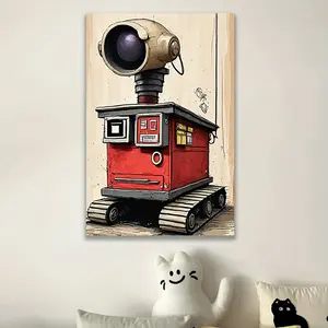 1pc Whimsical Camera Illustration Canvas Art Print - Frameless, Vintage-Inspired Wall Decor for Living Room, Bedroom, Home Office - Ideal Holiday & Birthday Gift, Art Deco Style, Indoor Use Only, Camera Decor