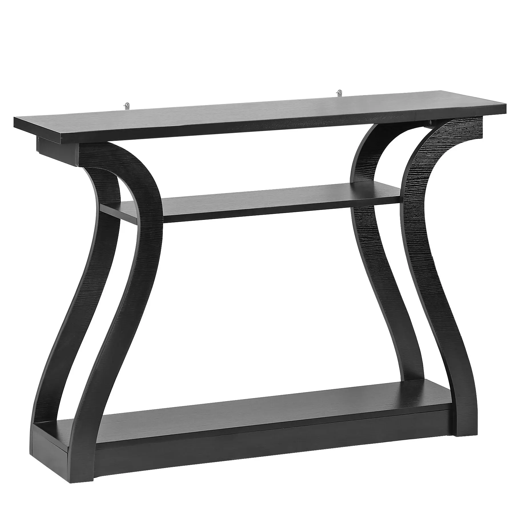 SEGAWE 47-in MDF Modern Accent Table - 3-Tier Shelves Media Console, TV Stand Living Room, Entryway Table, Living Room Furniture (Black),summerwins