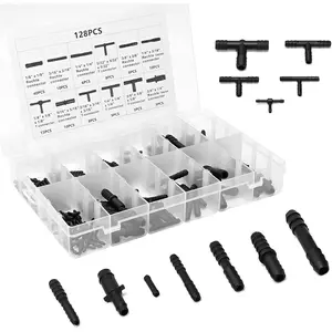 VIKKSAER 128Pcs Vacuum Hose Automotive Vacuum Line Connectors Nylon Tee Connector Barbed Type Vacuum Connector Assortment Kit 115 Pieces,12 Sizes High-Temperature Resistant