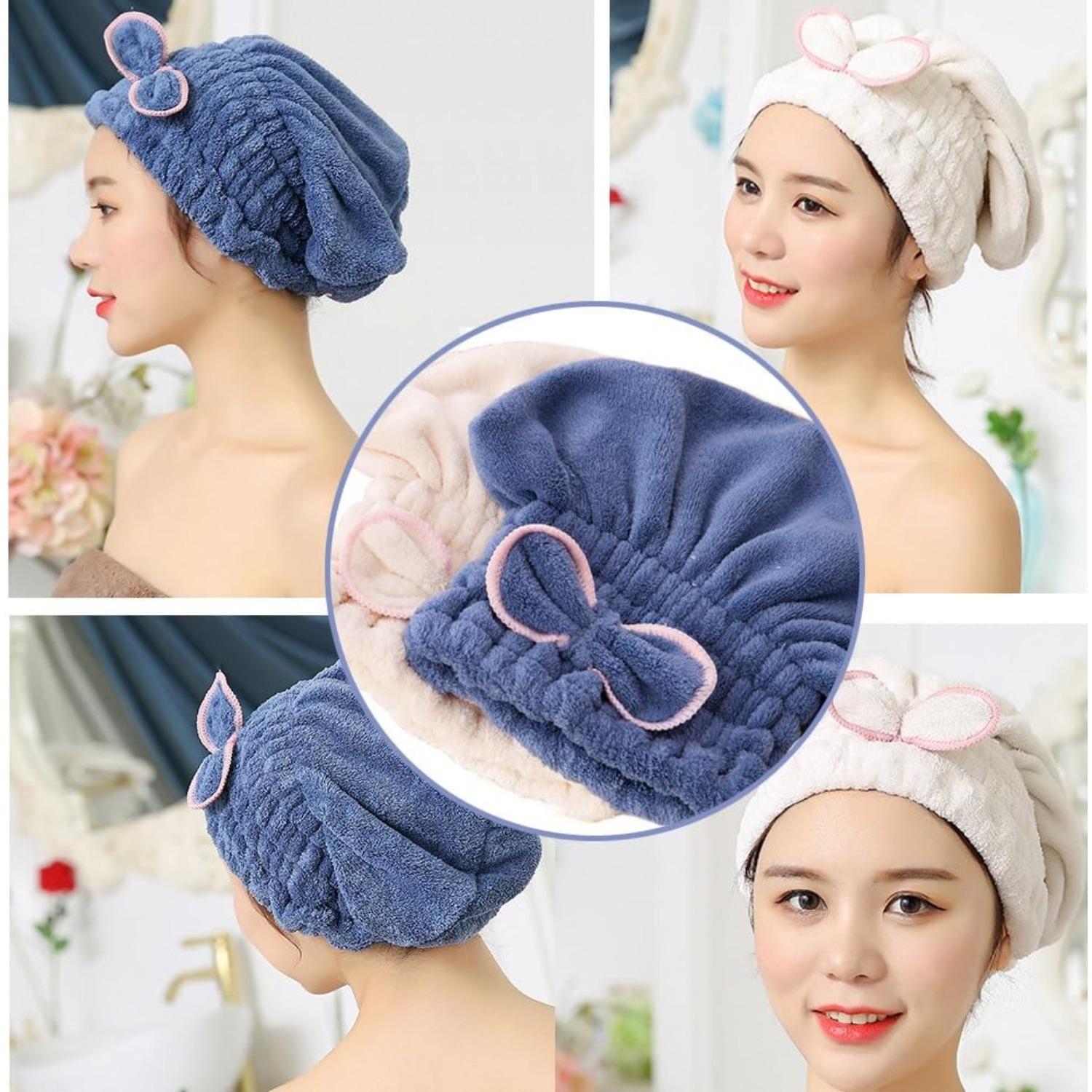 3Pcs Microfiber Hair Towel Caps, Extreme Soft & Ultra Absorbent, Fast Drying Hair Drying Caps Towel Turban Wrap for Wet Hair Women
