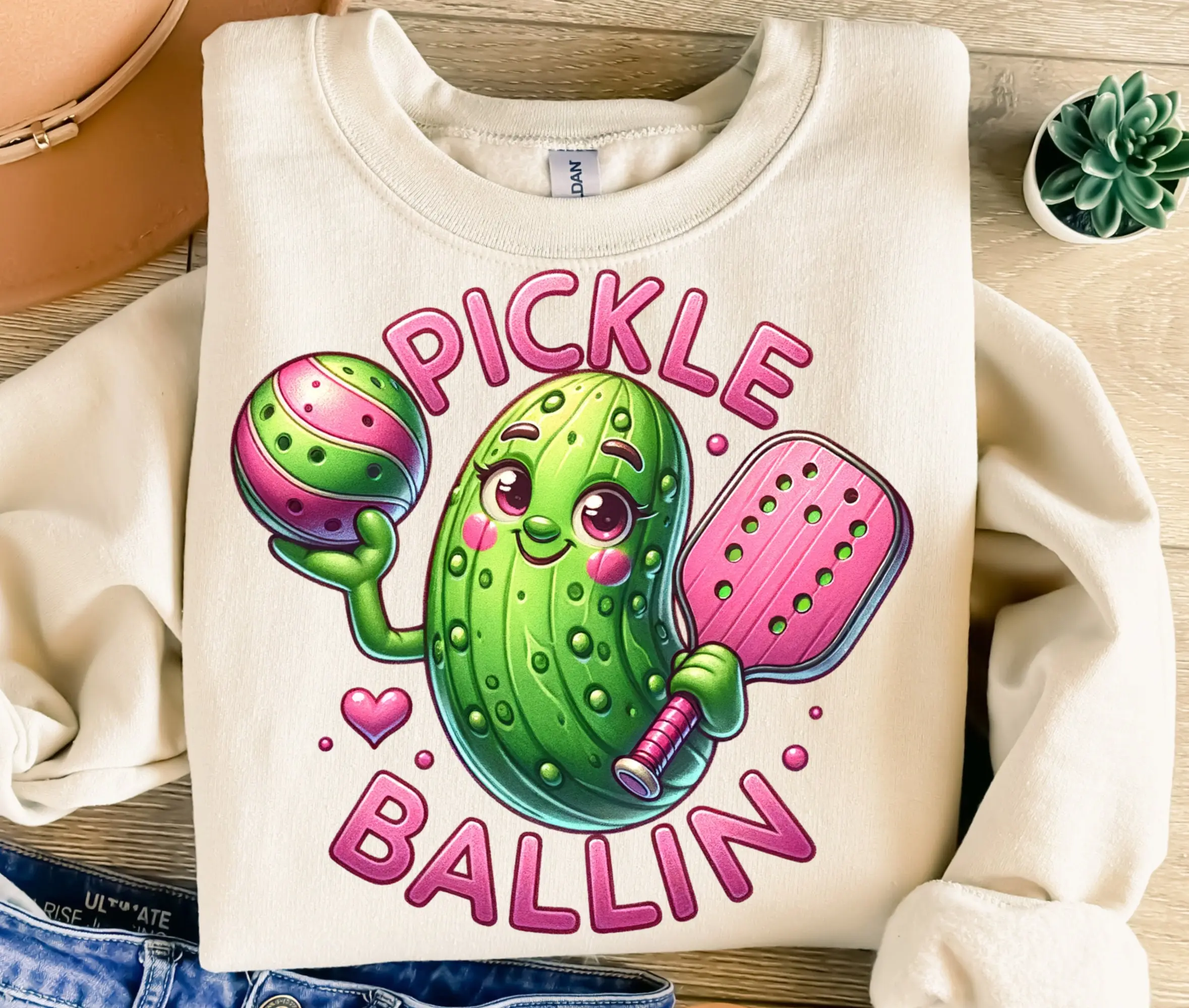 Pickle Ballin Sweatshirt, Sublimation Design Cute Funny Pickleball Hoodie Gift