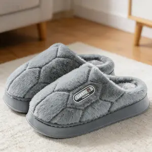 Simple and Stylish Couple's Winter Furry Home Slippers, Comfortable and Warm Men's Slippers with Elegant Plush Lining, Trendy Soft-Soled Furry Shoes for Indoor Use, Plush Velvet Floor Slippers for Home