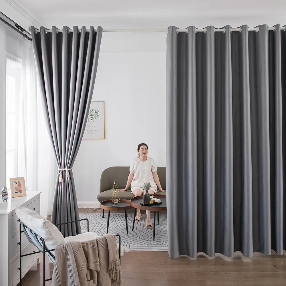 Snooztex Modern Heavyweight Privacy Grommet Curtains - Linen-Texture, Solid Color Blackout Window Cover Drapes for Living Room, Bedroom