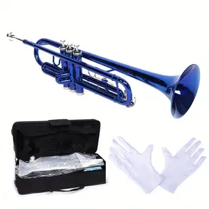 Embrace the Music: A Beginner's Brass Trumpet Set with Smooth Valves in Vibrant Blue
