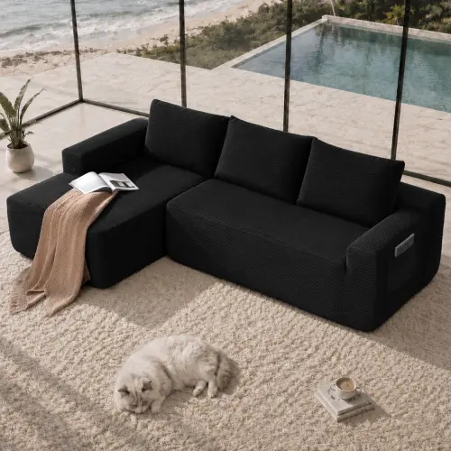 Left+Black + Fabric + Foam+Spring + 3 Seat