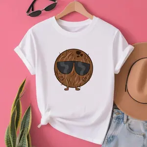 Funny Coconut Halloween Costume Coconut With Sunglasses T-Shirt Art graphic tees women crop tops summer outfits for women summer tops forwomen T-Shirt