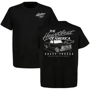 Chevrolet "American Heartbeat" Classic Truck T-Shirt - 100% Cotton Unisex Fit Menswear with Advanced Digital Printing Technology Top Sweatshirt