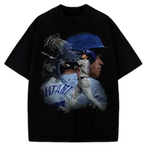 Shohei Ohtani Japanese Wave Los Angeles LA Baseball Custom Graphic T-Shirt Crewneck Cotton Menswear Top TOP PULLOVER