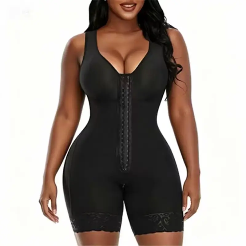 Women's Full Body Shaper Bodysuit, High Compression Faja with Tummy Control, Butt Lifter, Front Hooks and Anti-Slip Lace for a Smooth Fit
