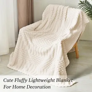 Premium Textured Flannel Blanket, Warm Striped Throw for Nap, Travel & Office, Lightweight All-Season Throw for Living Room & Bedroom,Throw Blanket,Striped Cable Knit Throw Blanket, Ultra-Soft Flannel Blanket